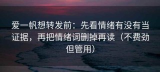 爱一帆想转发前：先看情绪有没有当证据，再把情绪词删掉再读（不费劲但管用）