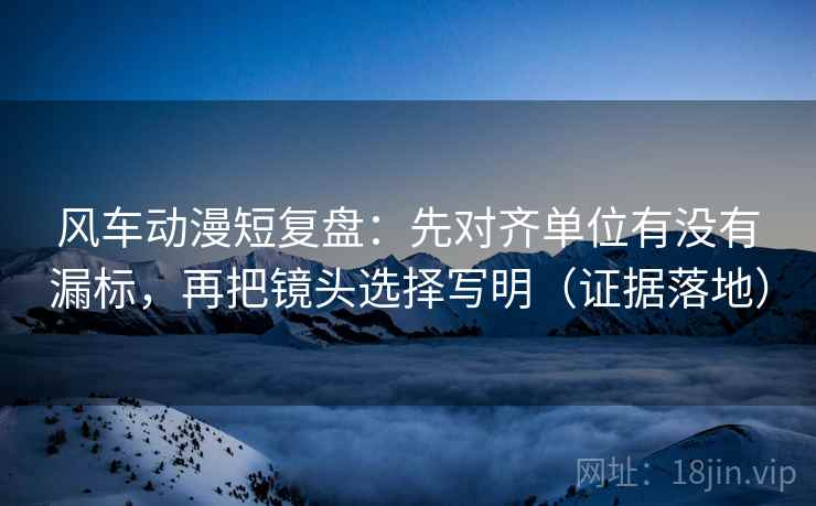 风车动漫短复盘：先对齐单位有没有漏标，再把镜头选择写明（证据落地）